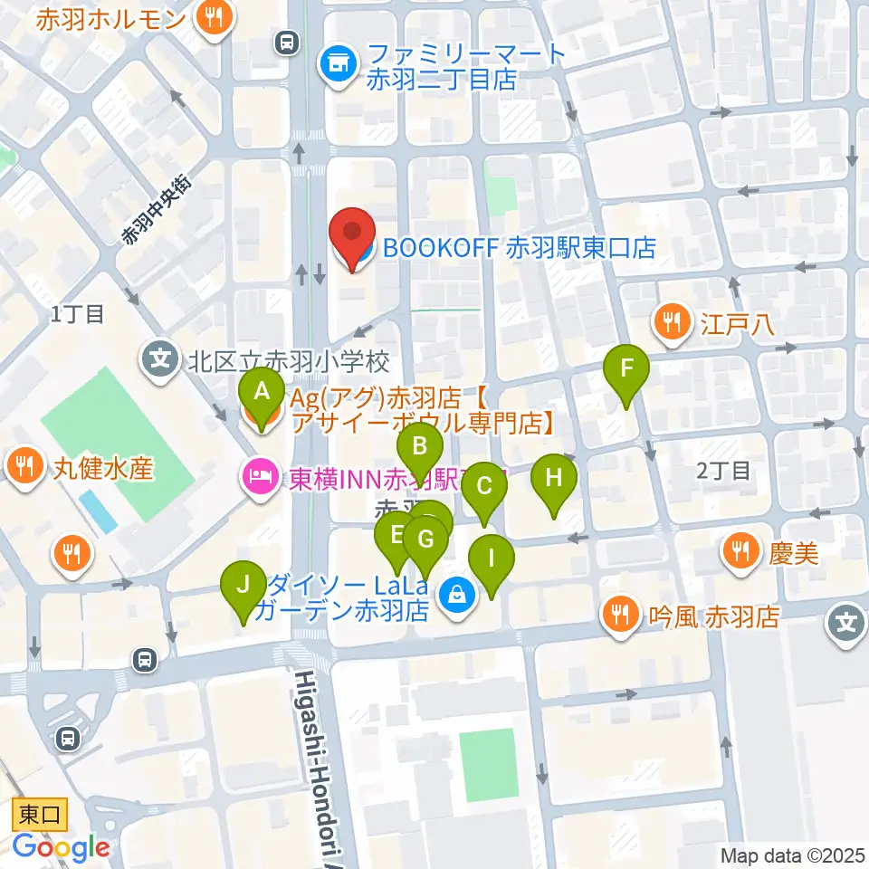 赤羽サウンドスタジオフェイス周辺のカフェ一覧地図