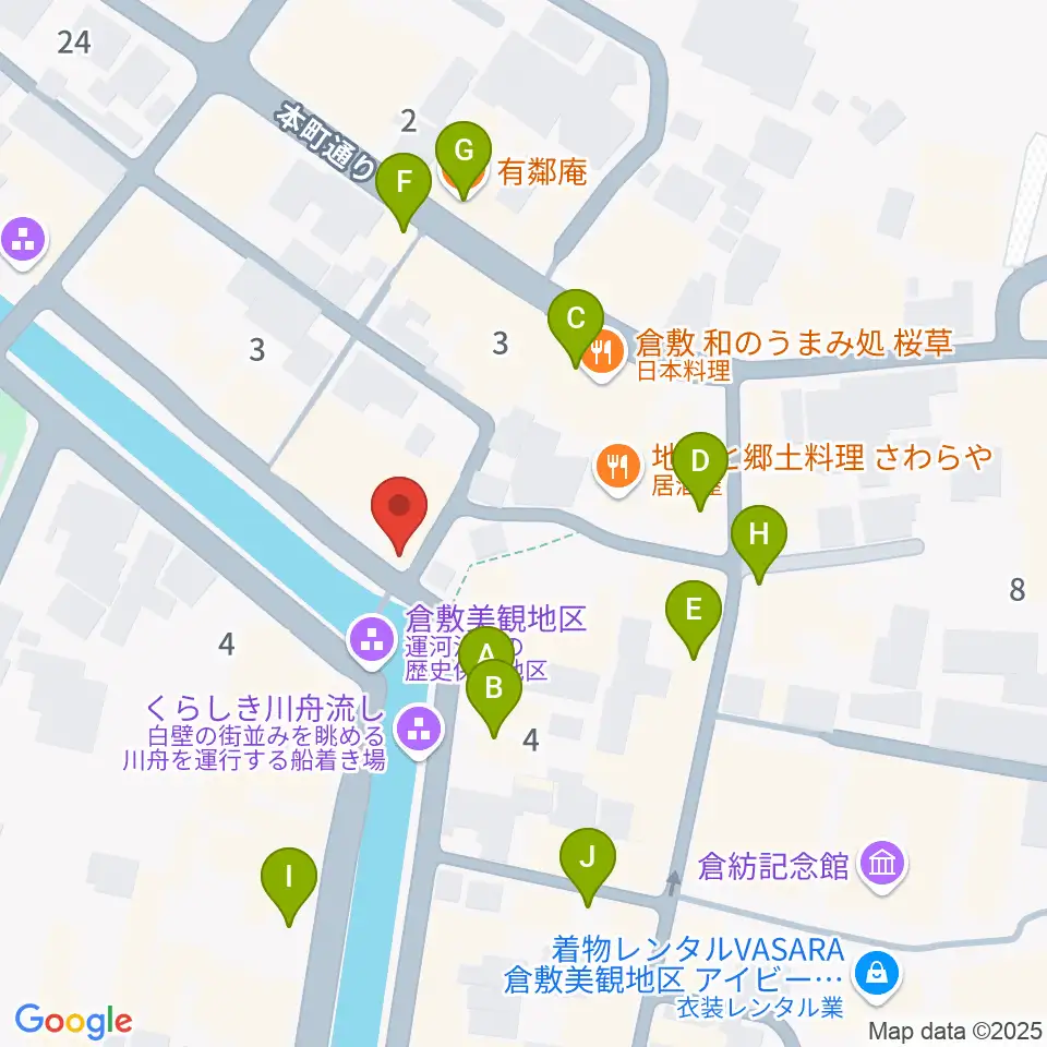 倉敷考古館周辺のカフェ一覧地図