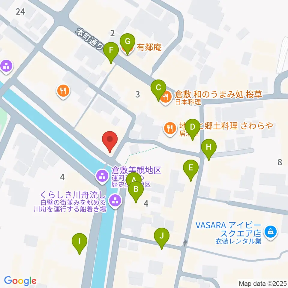 倉敷考古館周辺のカフェ一覧地図