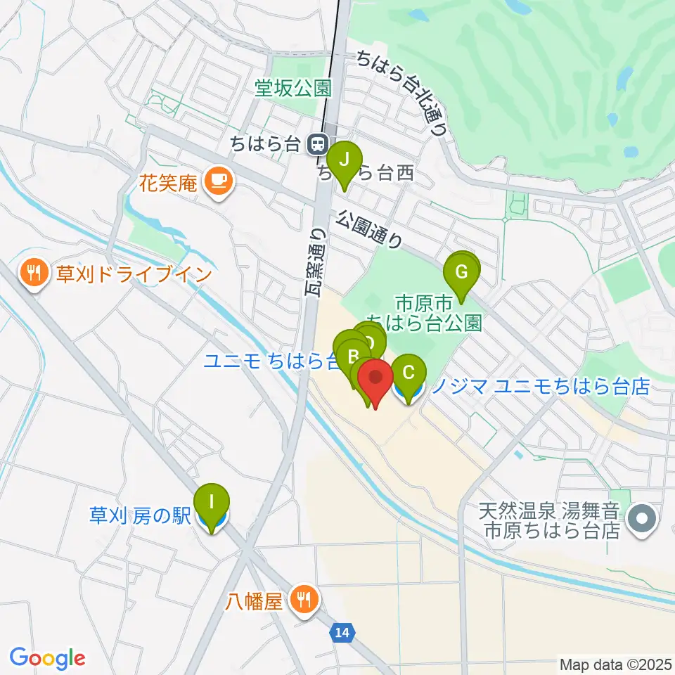 USシネマちはら台周辺のカフェ一覧地図