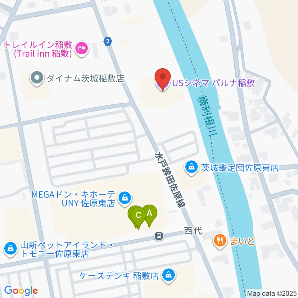 USシネマパルナ稲敷周辺のカフェ一覧地図