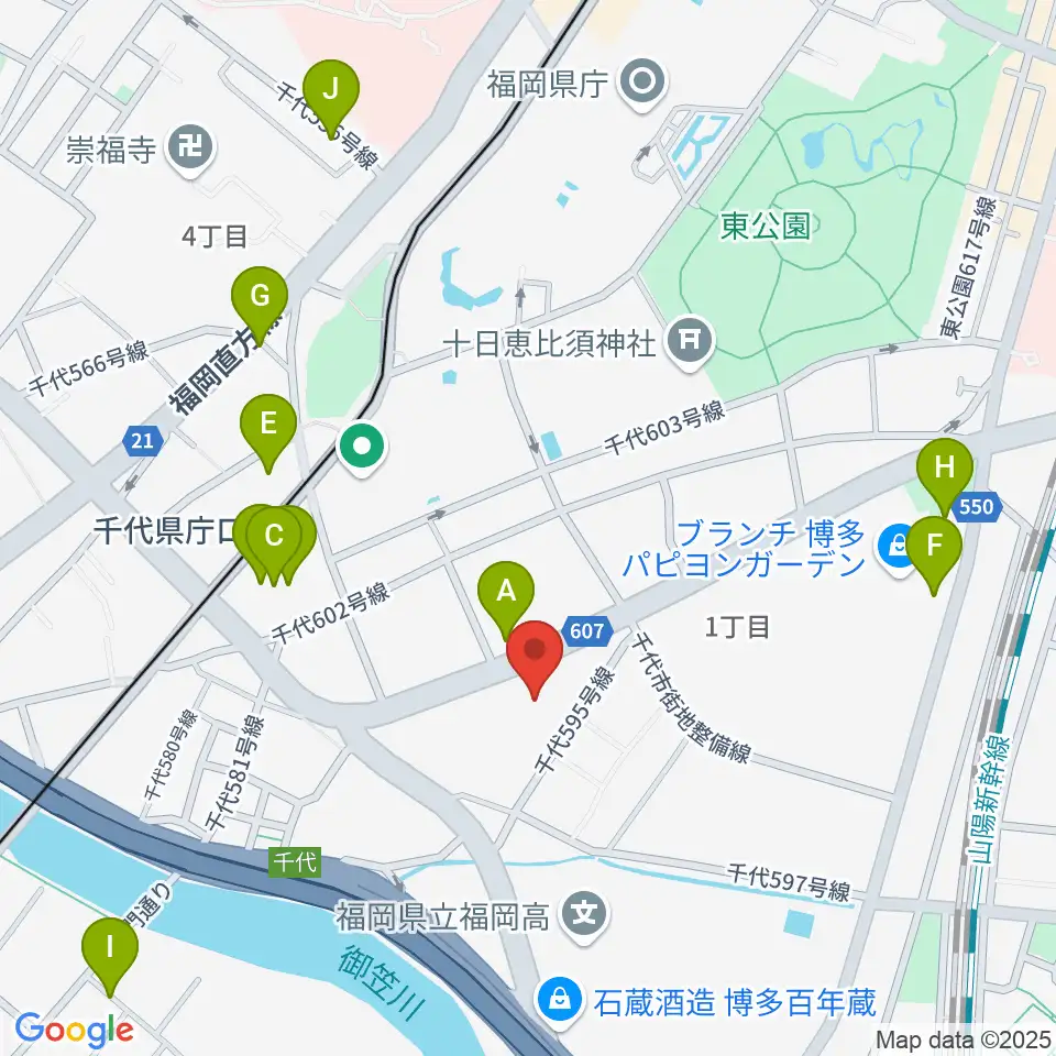 オーヴィジョンアイスアリーナ福岡周辺のカフェ一覧地図