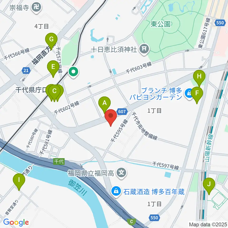 オーヴィジョンアイスアリーナ福岡周辺のカフェ一覧地図