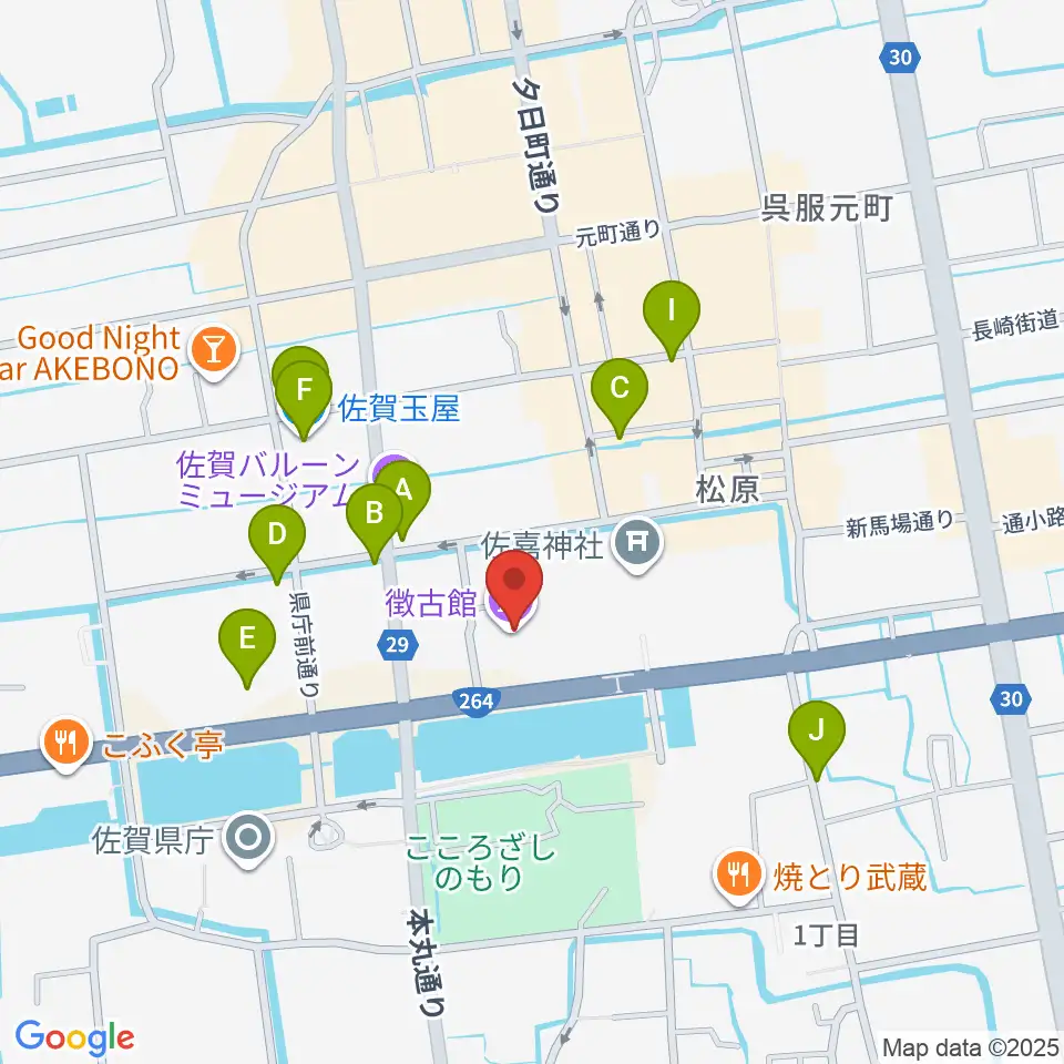 徴古館周辺のカフェ一覧地図