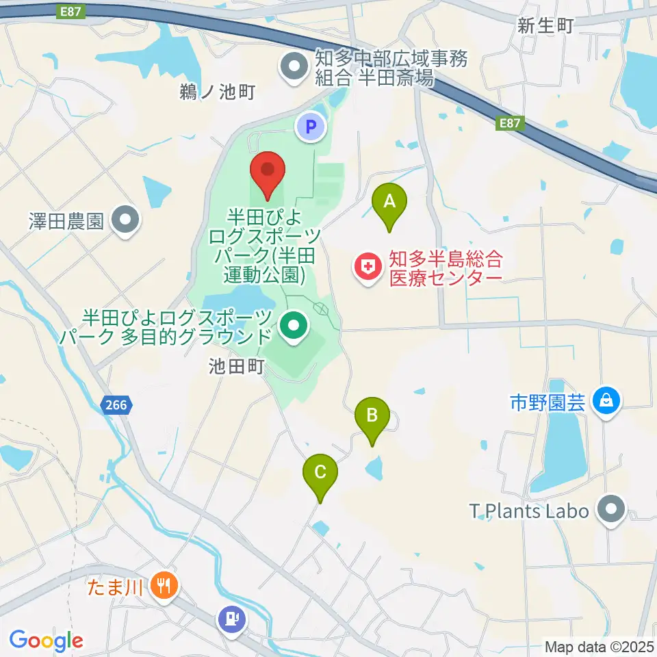 半田ぴよログスポーツパーク陸上競技場周辺のカフェ一覧地図