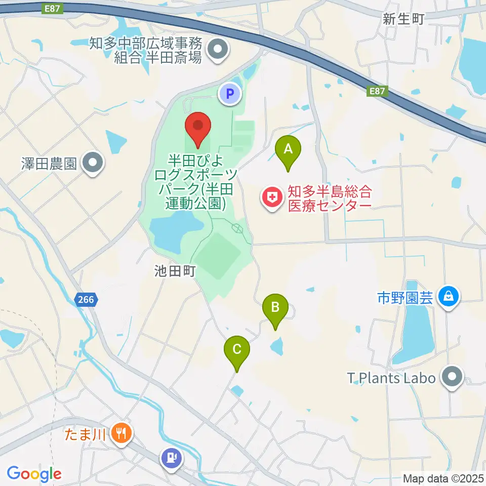 半田ぴよログスポーツパーク陸上競技場周辺のカフェ一覧地図