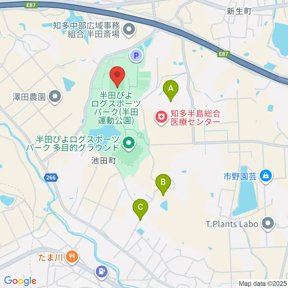半田ぴよログスポーツパーク陸上競技場周辺のカフェ一覧地図