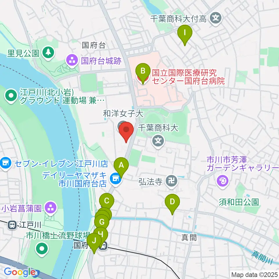 和洋女子大学文化資料館周辺のカフェ一覧地図