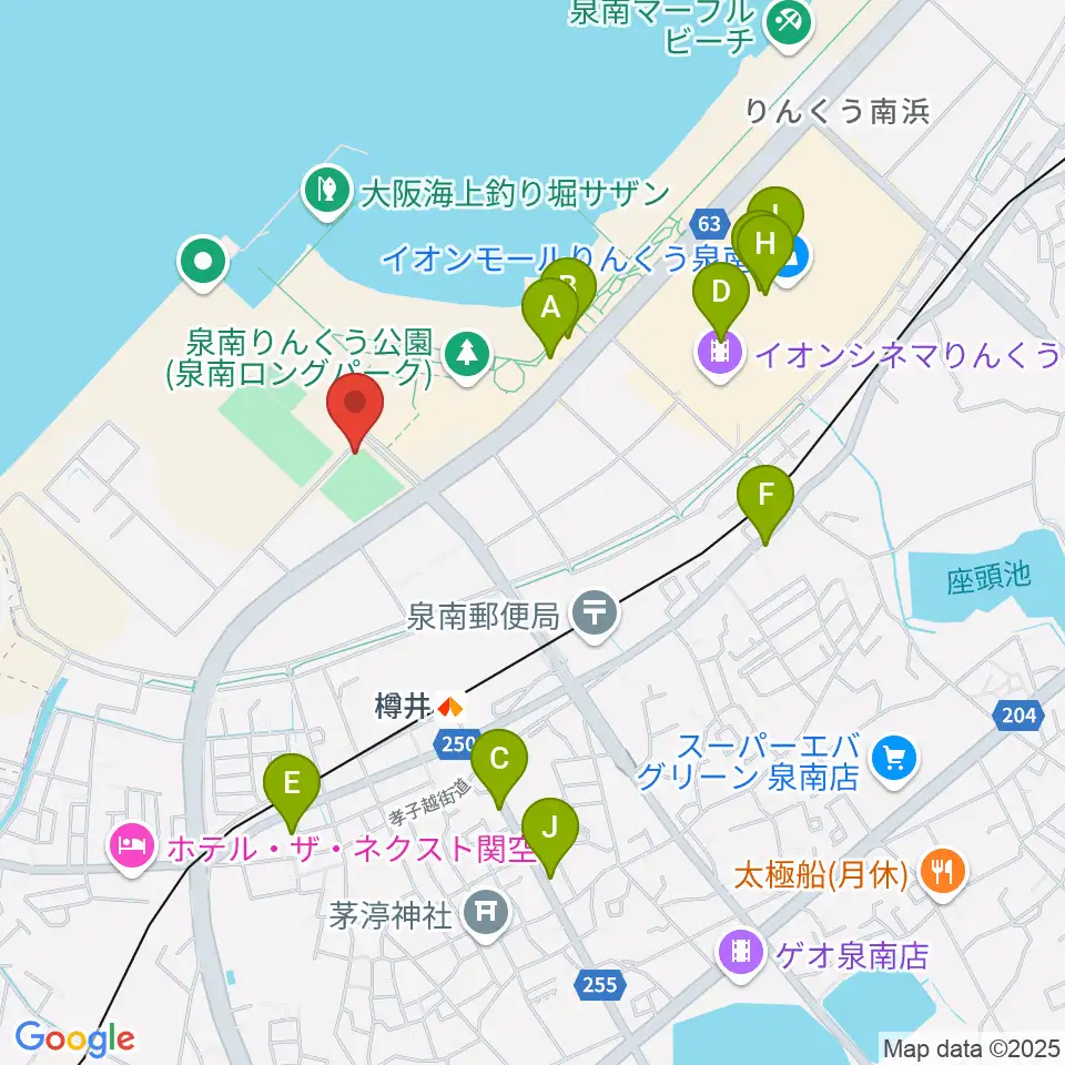 J:COMサザンスタジアム周辺のカフェ一覧地図