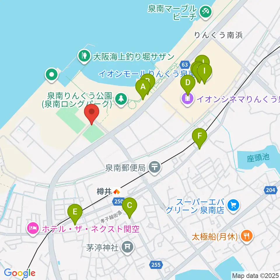 J:COMサザンスタジアム周辺のカフェ一覧地図