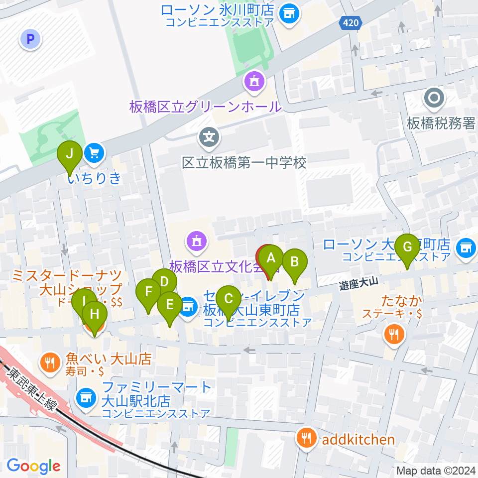 ダボスタジオ周辺のカフェ一覧地図