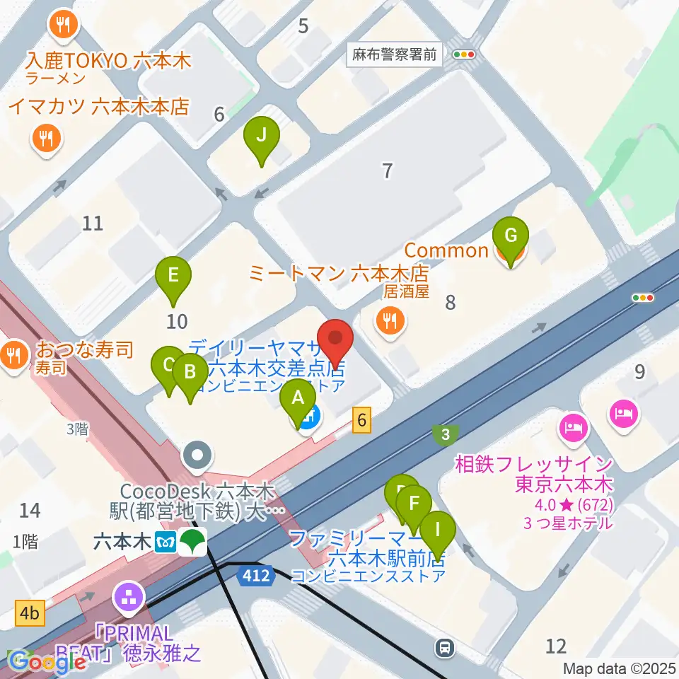 YOSHIMOTO ROPPONGI THEATER周辺のカフェ一覧地図