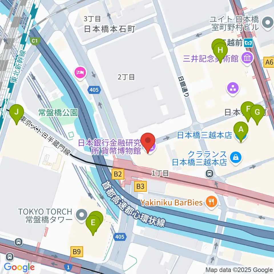 貨幣博物館周辺のカフェ一覧地図