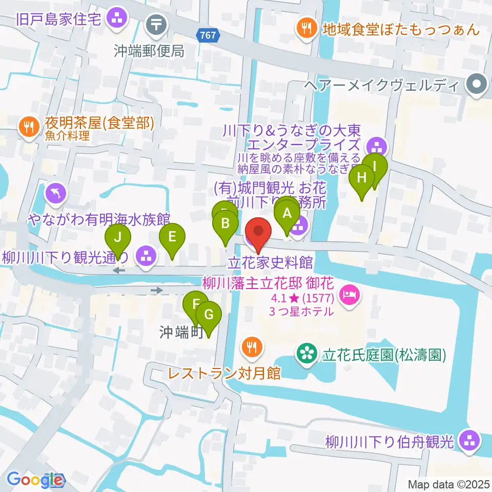 立花家史料館周辺のカフェ一覧地図