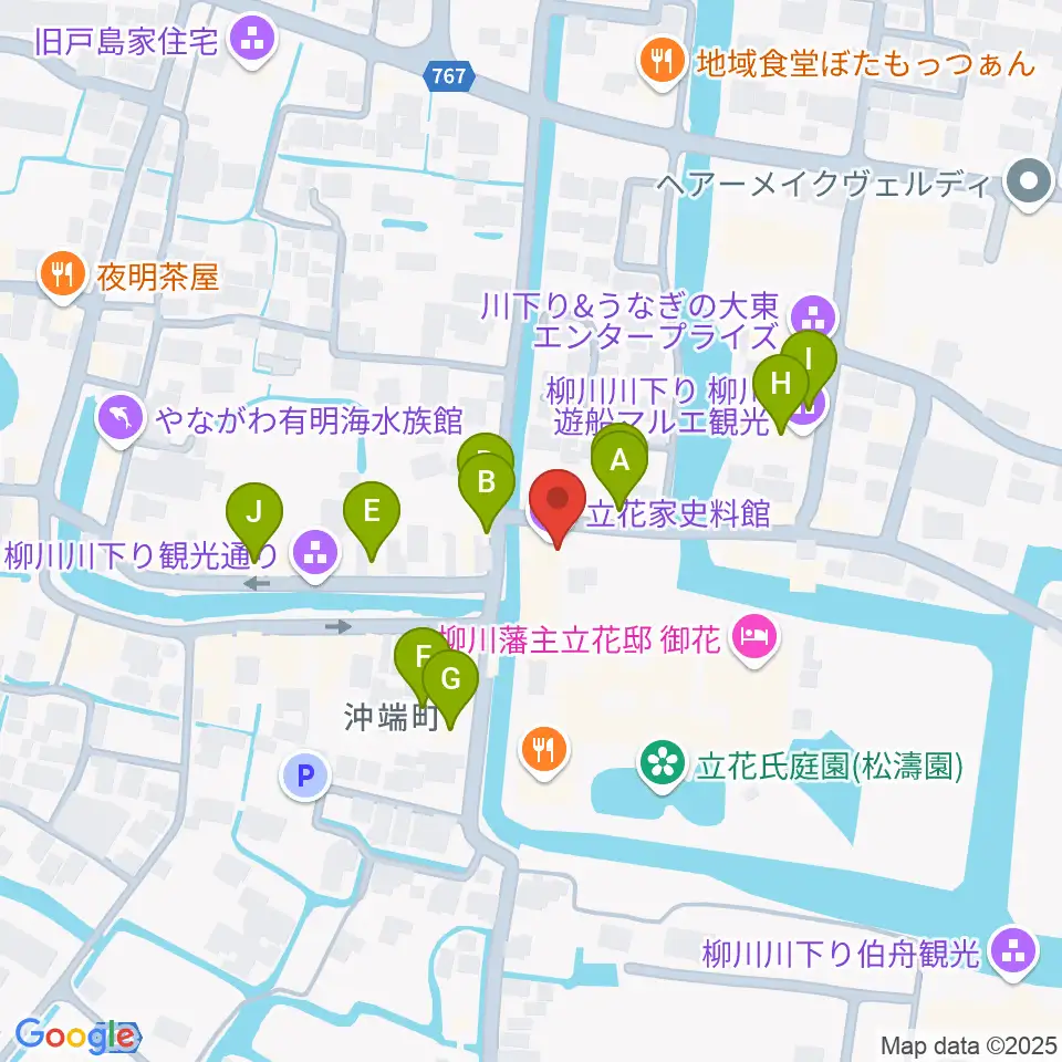 立花家史料館周辺のカフェ一覧地図