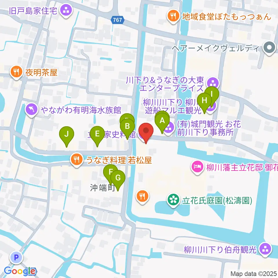 立花家史料館周辺のカフェ一覧地図