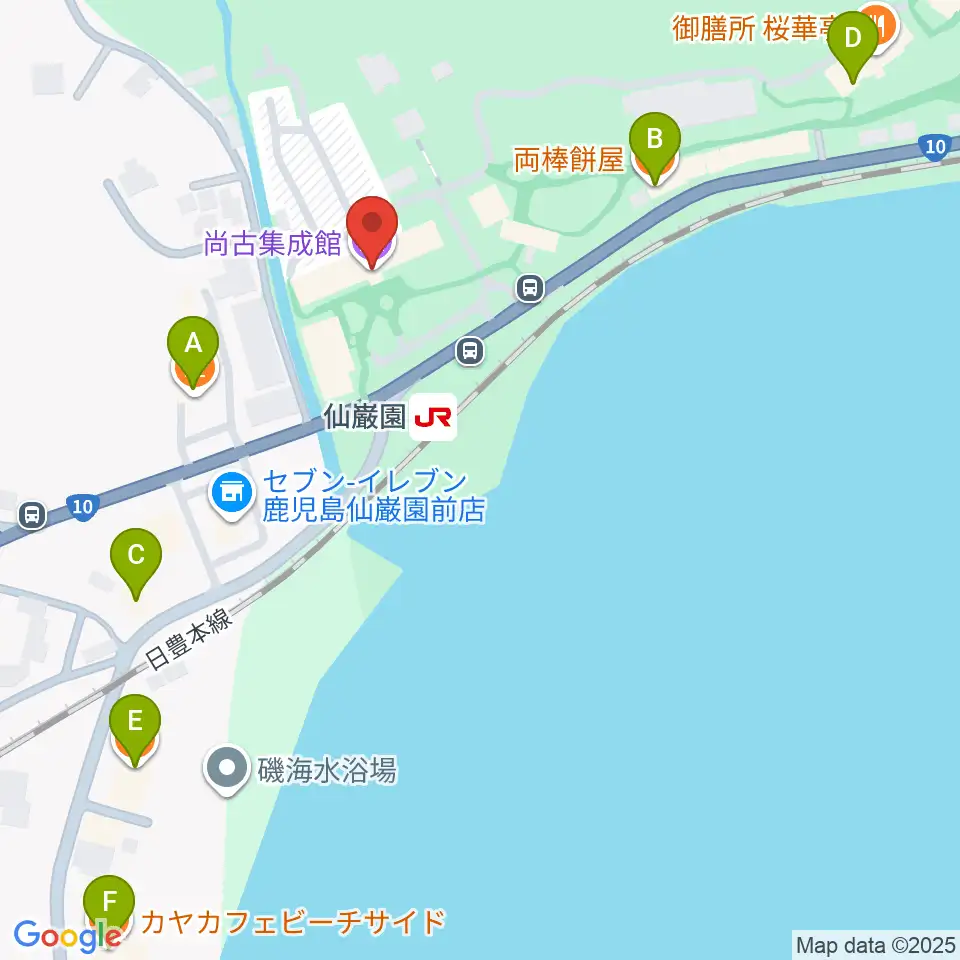 尚古集成館周辺のカフェ一覧地図