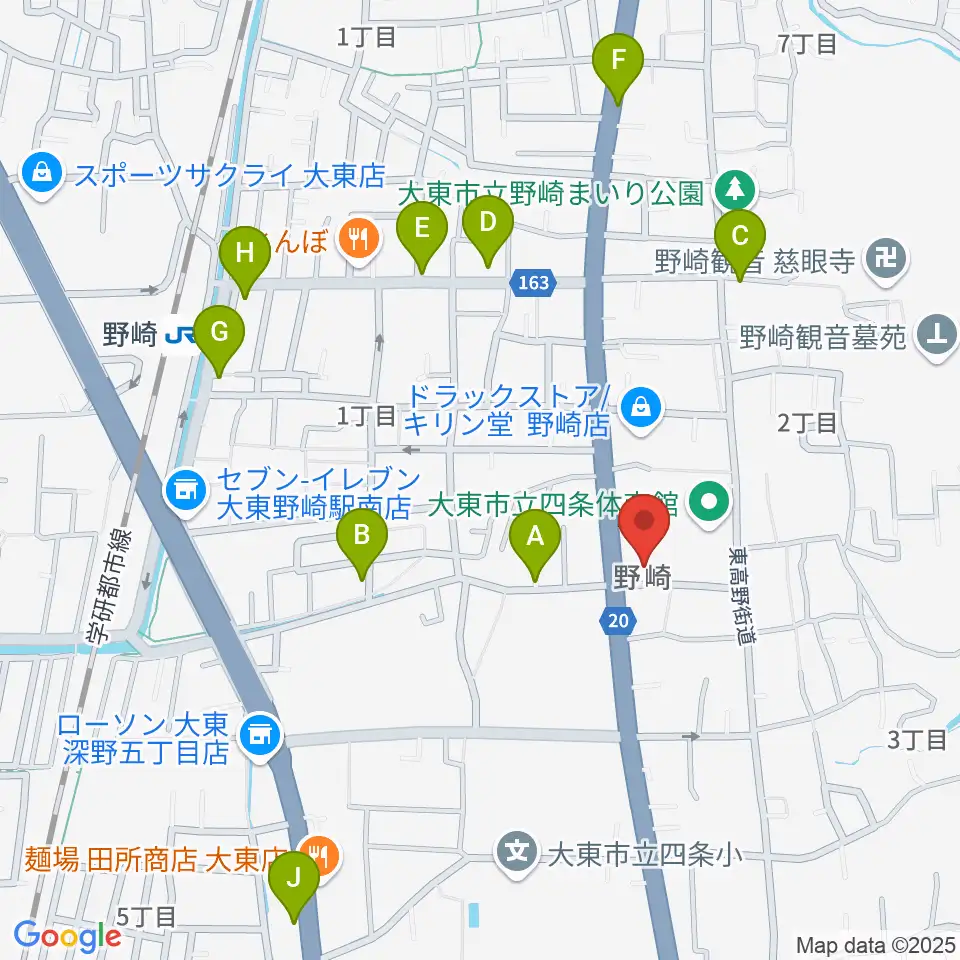 大東市立歴史民俗資料館周辺のカフェ一覧地図