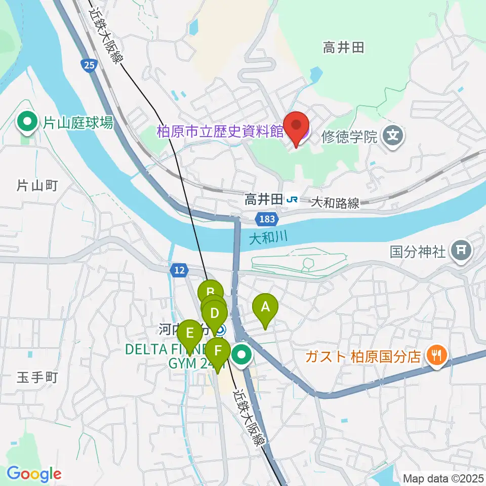 柏原市立歴史資料館周辺のカフェ一覧地図