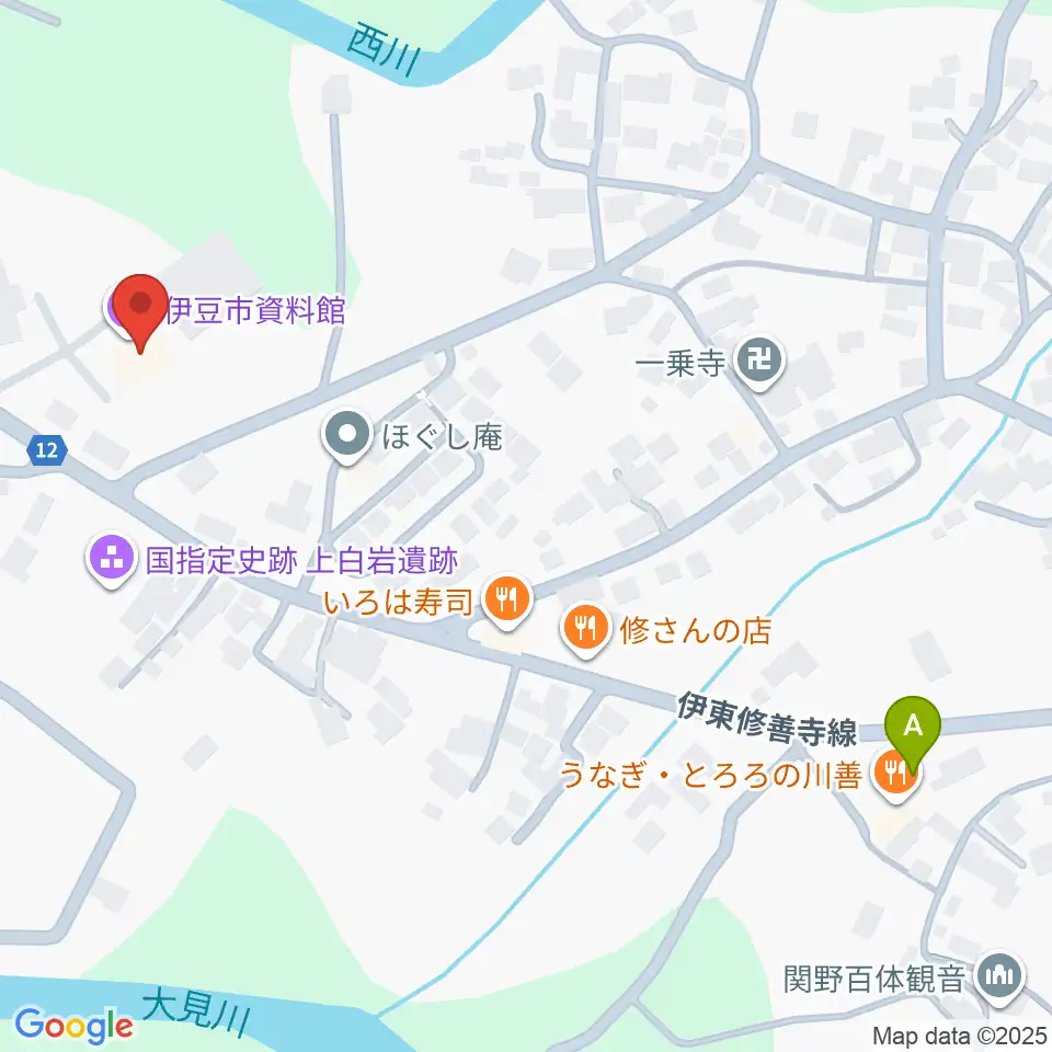 伊豆市資料館周辺のカフェ一覧地図