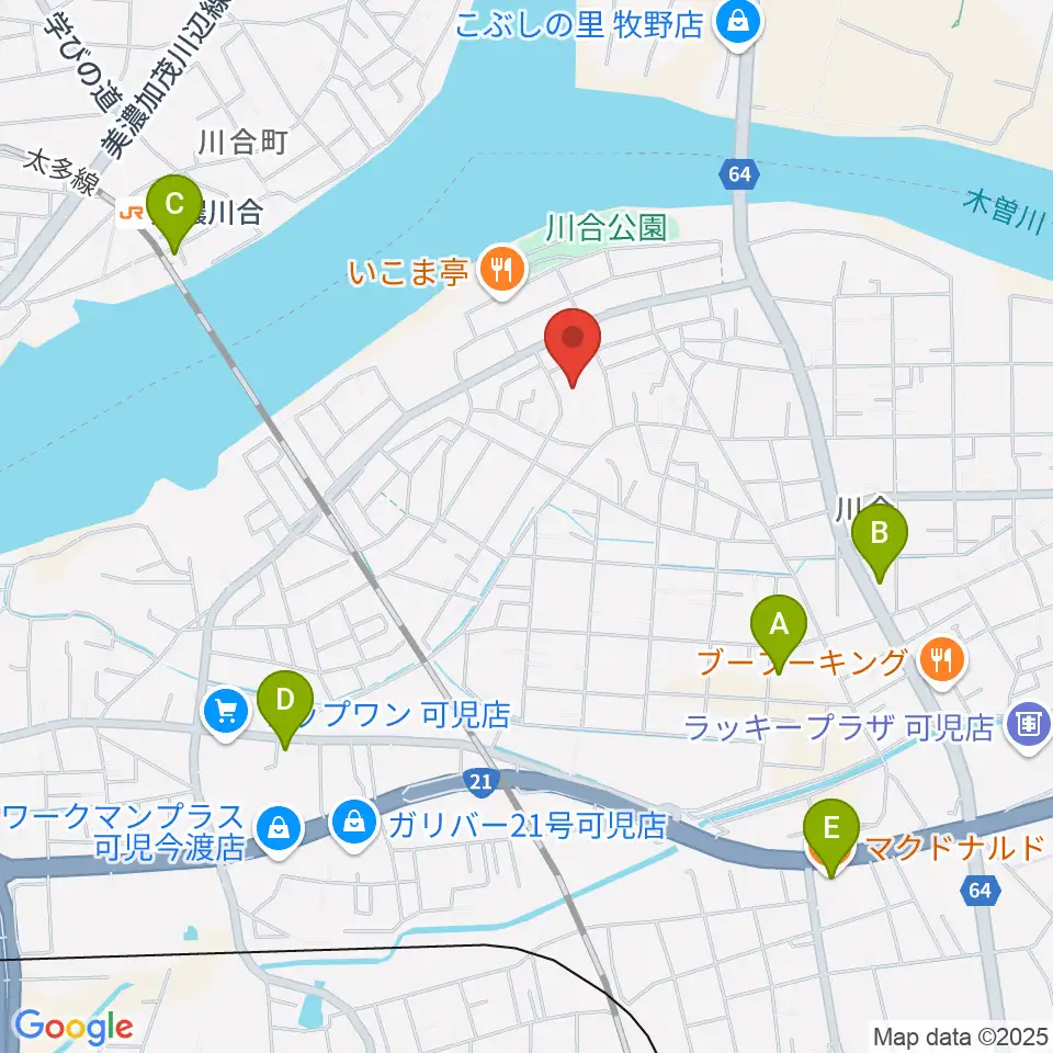 川合考古資料館周辺のカフェ一覧地図