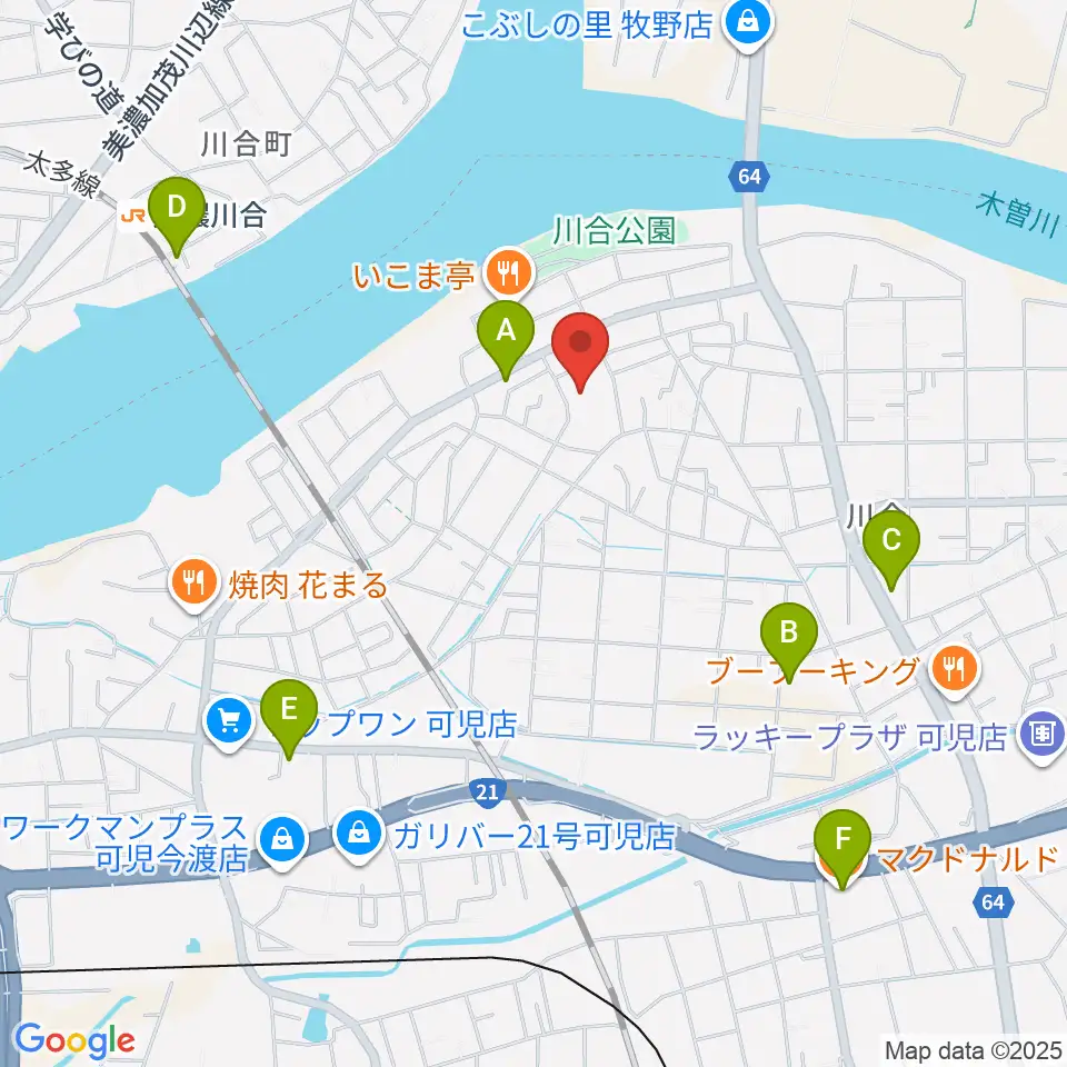 川合考古資料館周辺のカフェ一覧地図