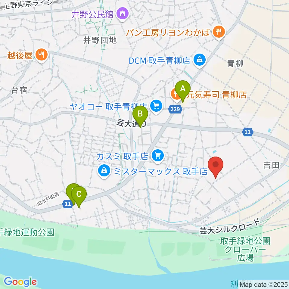 取手市埋蔵文化財センター周辺のカフェ一覧地図