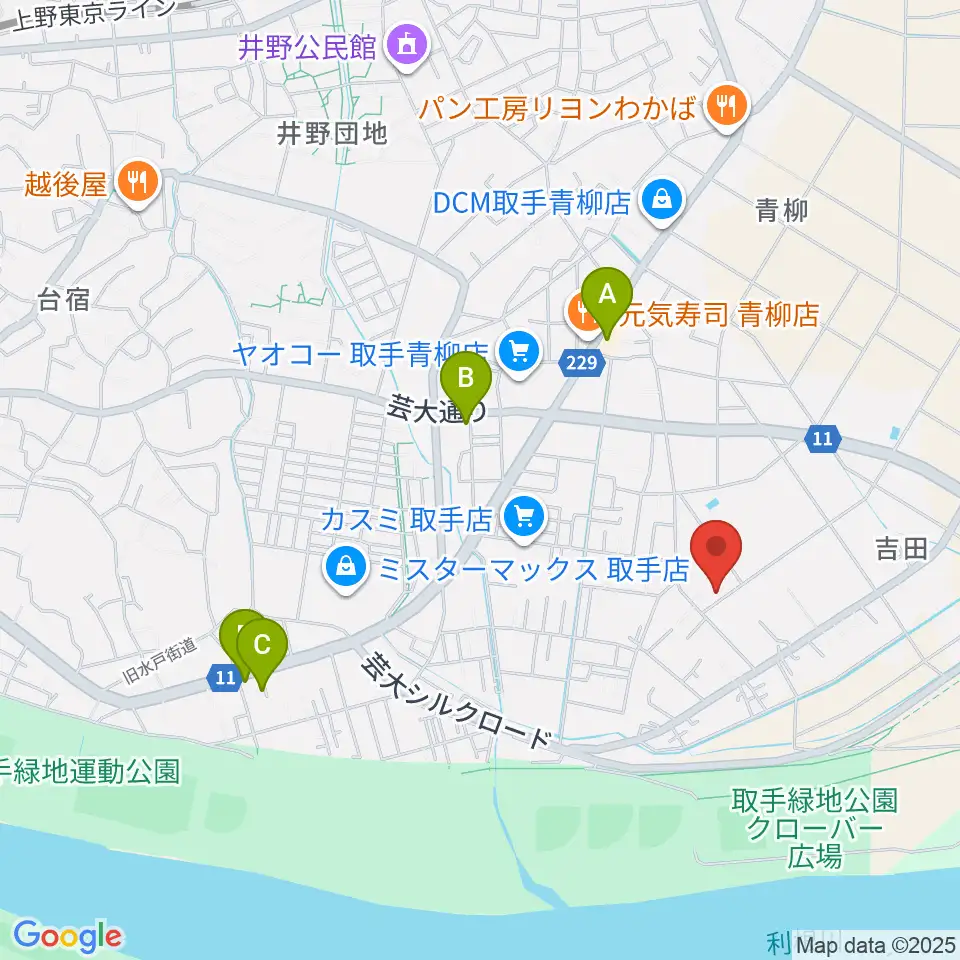 取手市埋蔵文化財センター周辺のカフェ一覧地図