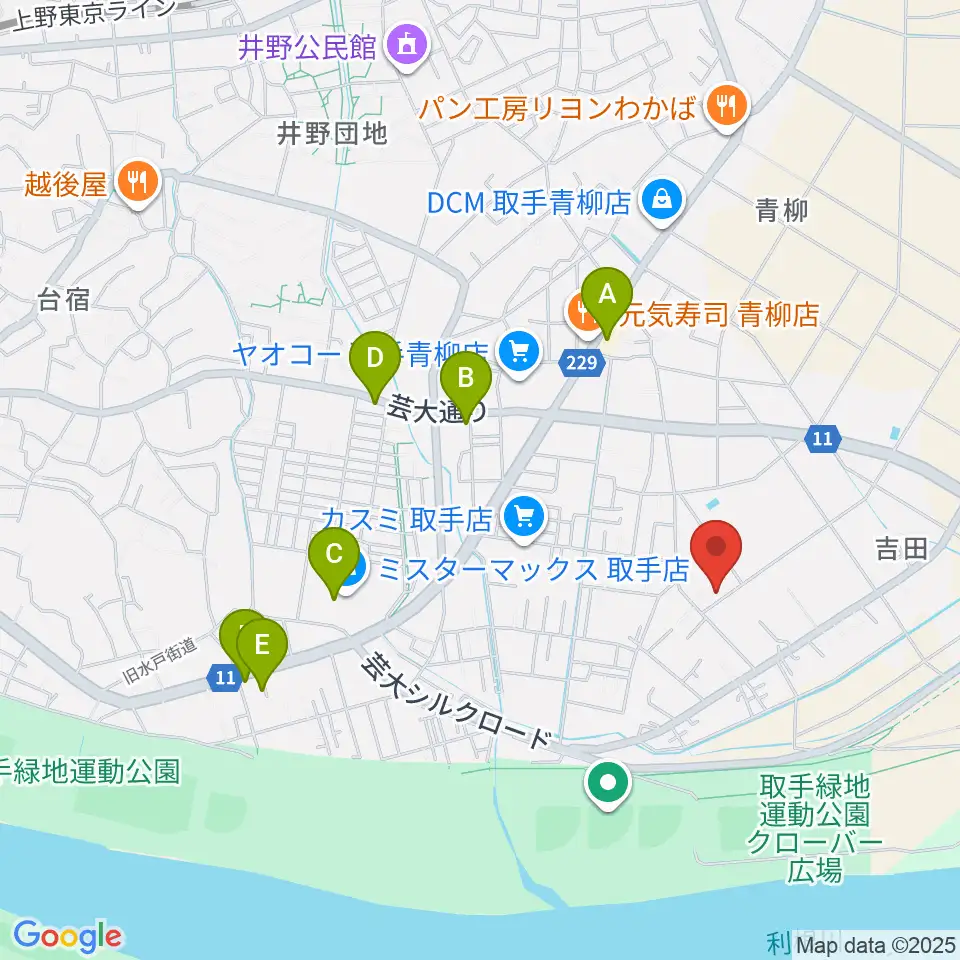 取手市埋蔵文化財センター周辺のカフェ一覧地図