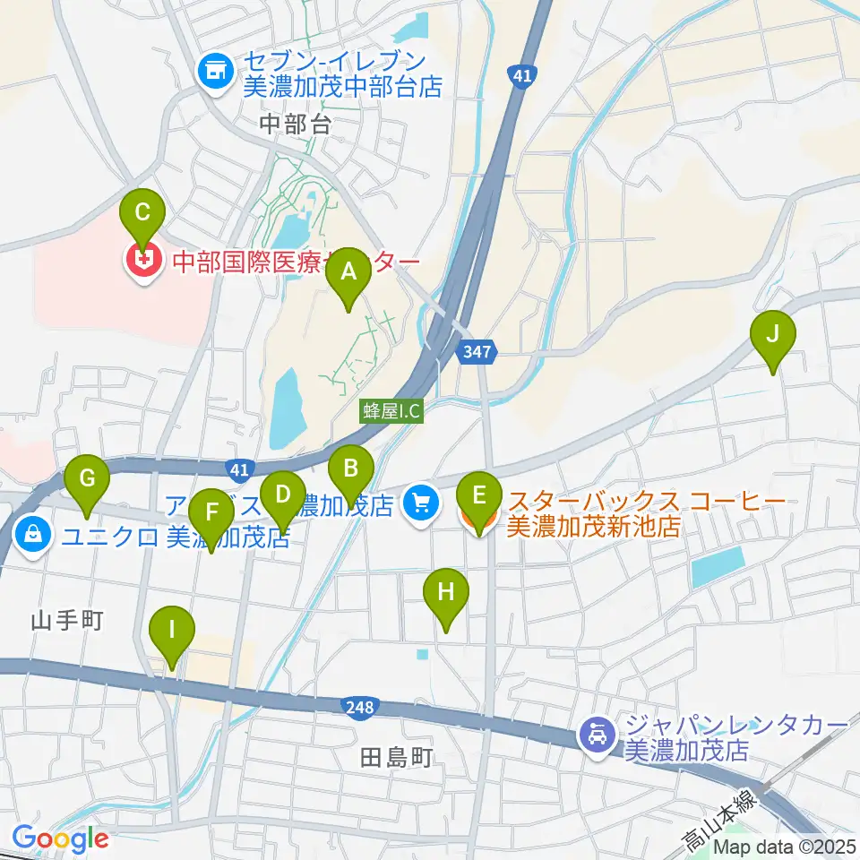 美濃加茂市民ミュージアム周辺のカフェ一覧地図