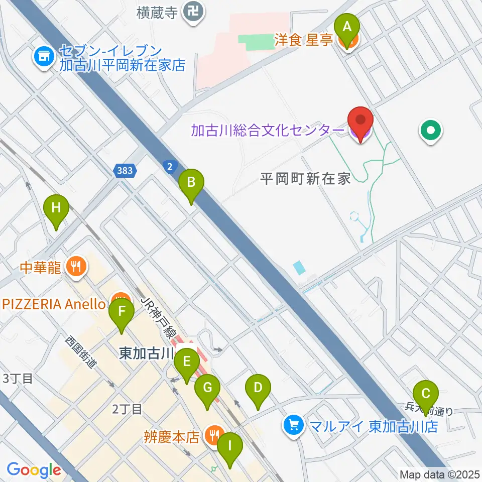 加古川総合文化センター周辺のカフェ一覧地図