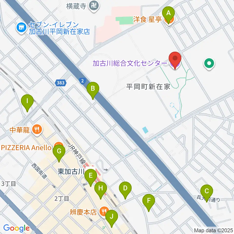 加古川総合文化センター周辺のカフェ一覧地図