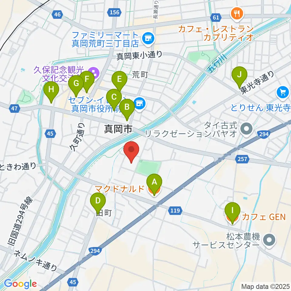 真岡トクシン総合体育館周辺のカフェ一覧地図