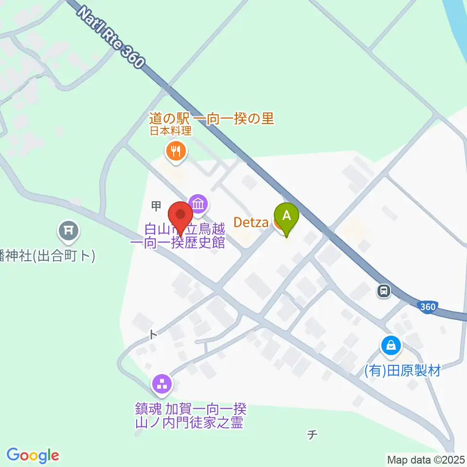 白山市立鳥越一向一揆歴史館周辺のカフェ一覧地図