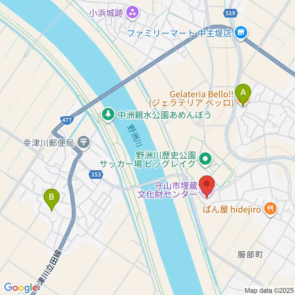 守山市埋蔵文化財センター周辺のカフェ一覧地図