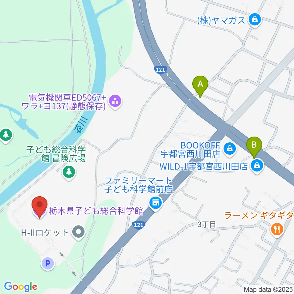 コジマ子どもサイエンスパーク周辺のカフェ一覧地図