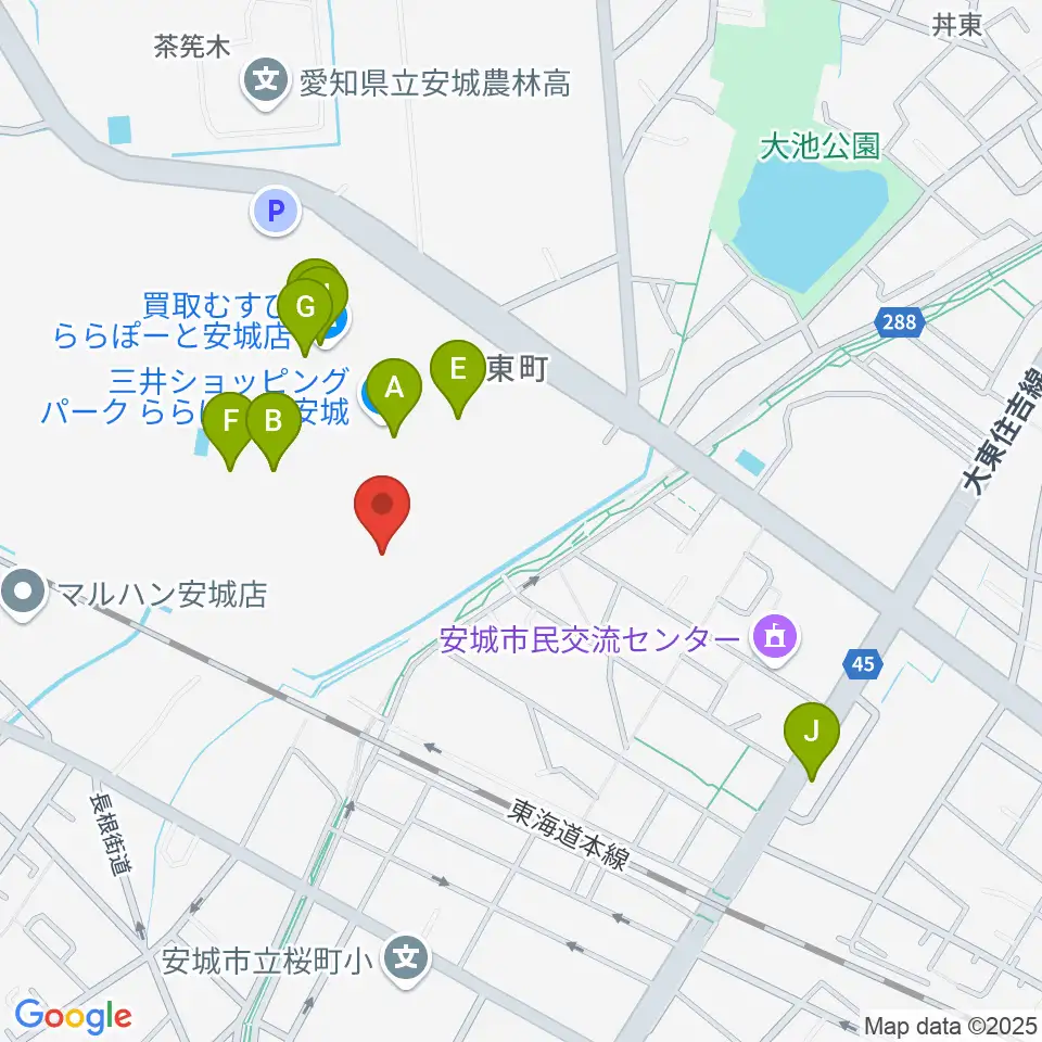 シネマワールドららぽーと安城周辺のカフェ一覧地図
