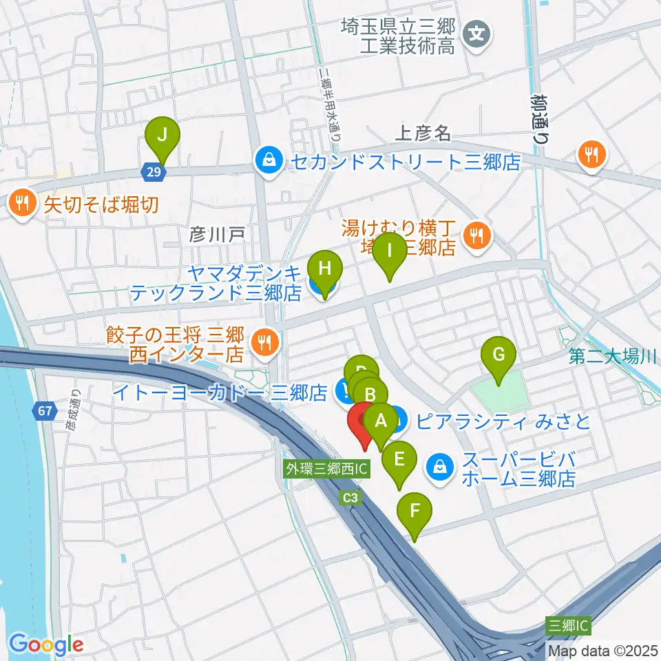 シネマサンシャイン三郷周辺のカフェ一覧地図