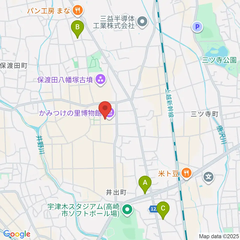 かみつけの里博物館周辺のカフェ一覧地図