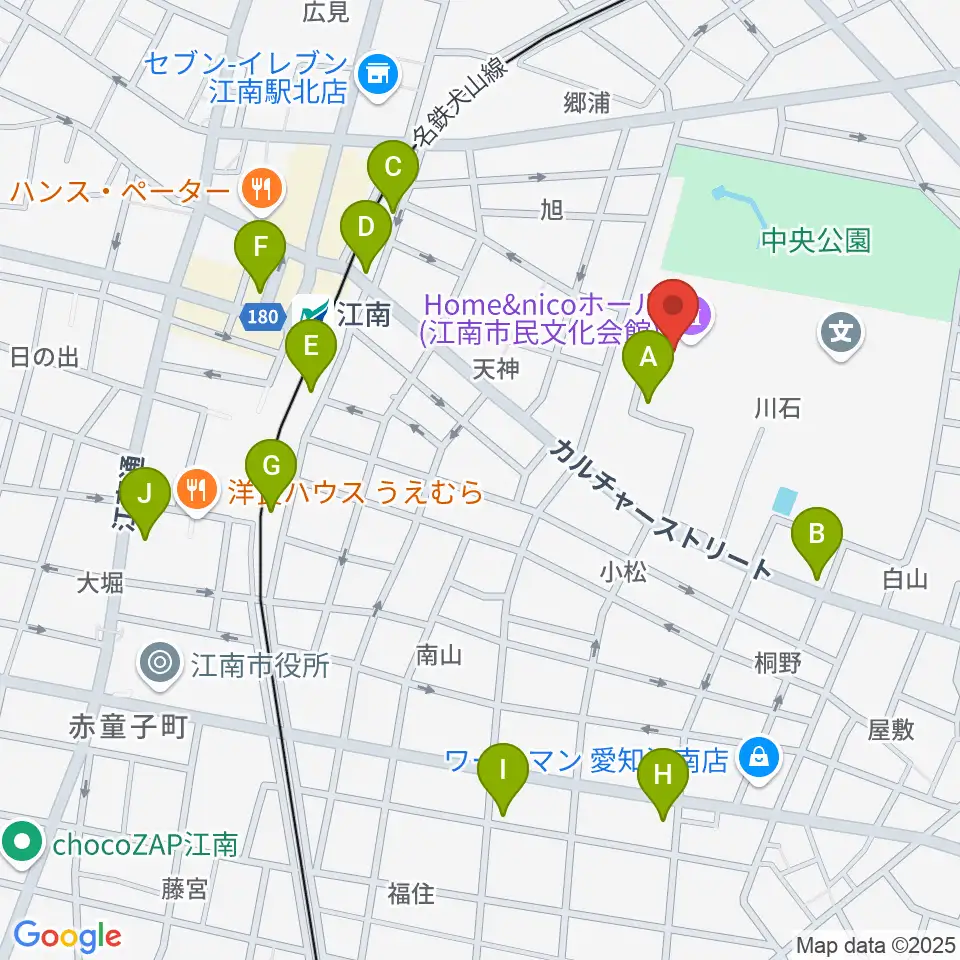 江南市歴史民俗資料館周辺のカフェ一覧地図