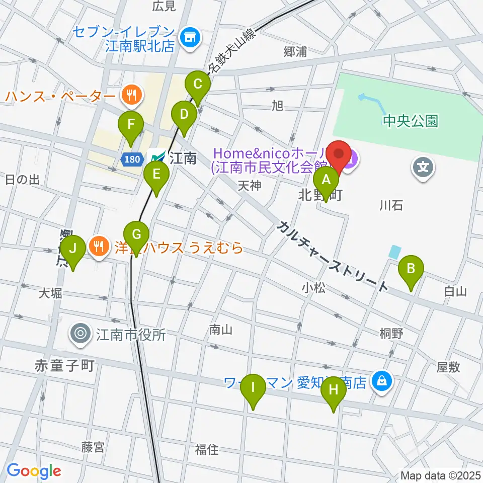 江南市歴史民俗資料館周辺のカフェ一覧地図