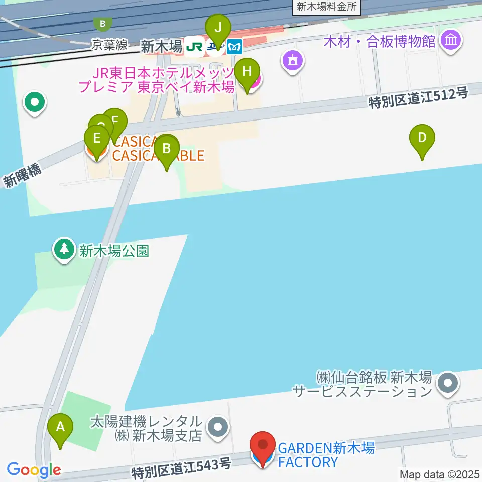 GARDEN 新木場 FACTORY周辺のカフェ一覧地図
