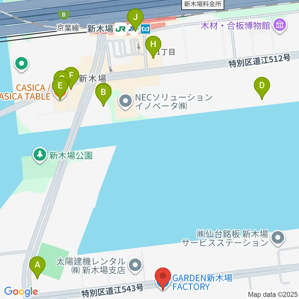 GARDEN 新木場 FACTORY周辺のカフェ一覧地図