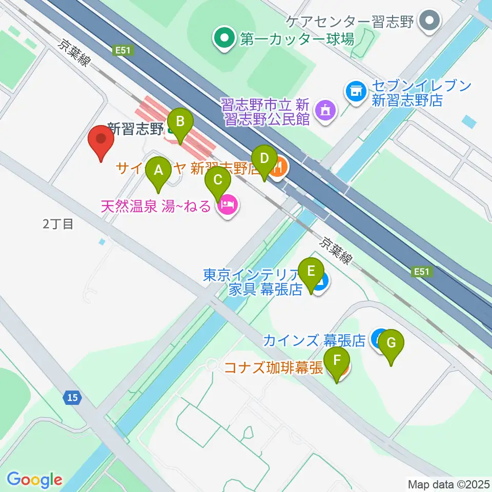 千葉県国際総合水泳場周辺のカフェ一覧地図