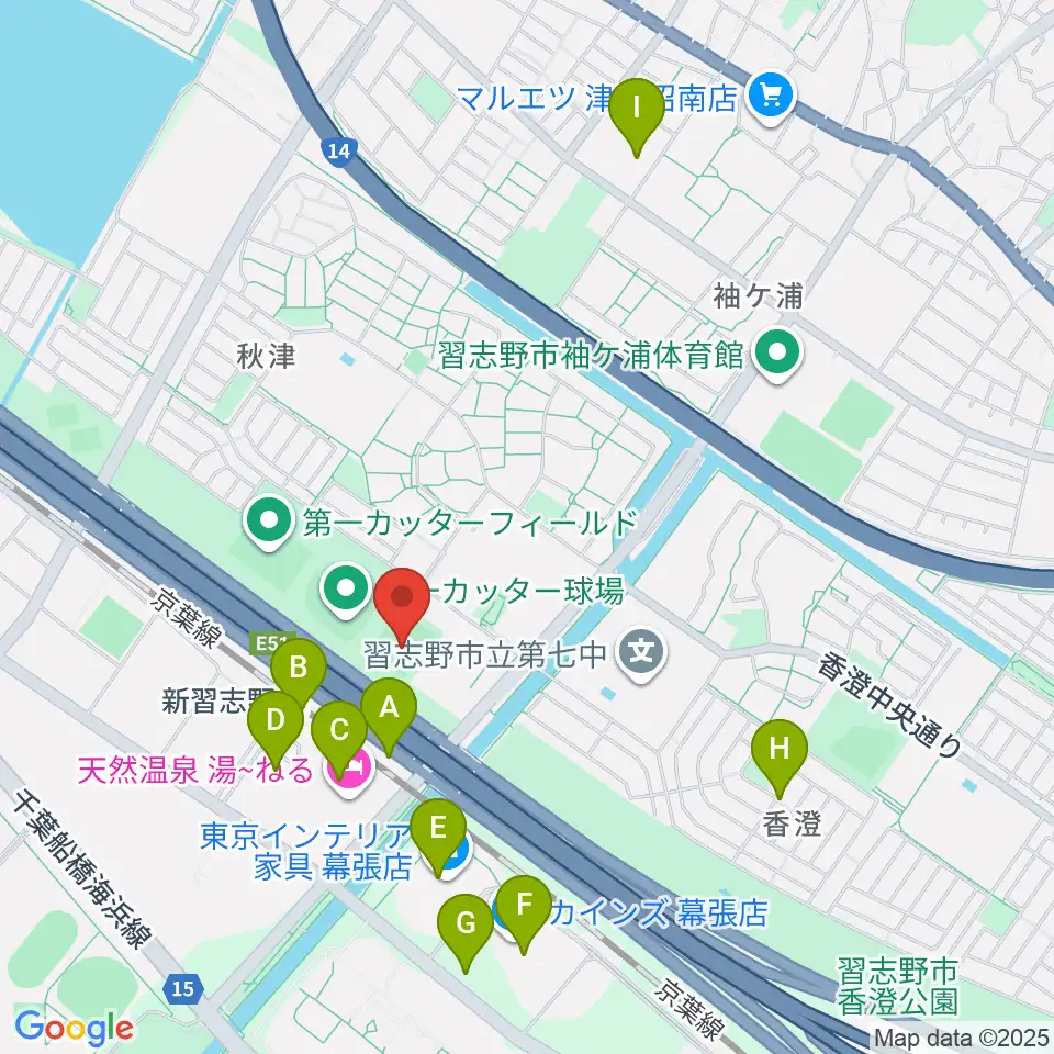 秋津公園多目的広場周辺のカフェ一覧地図