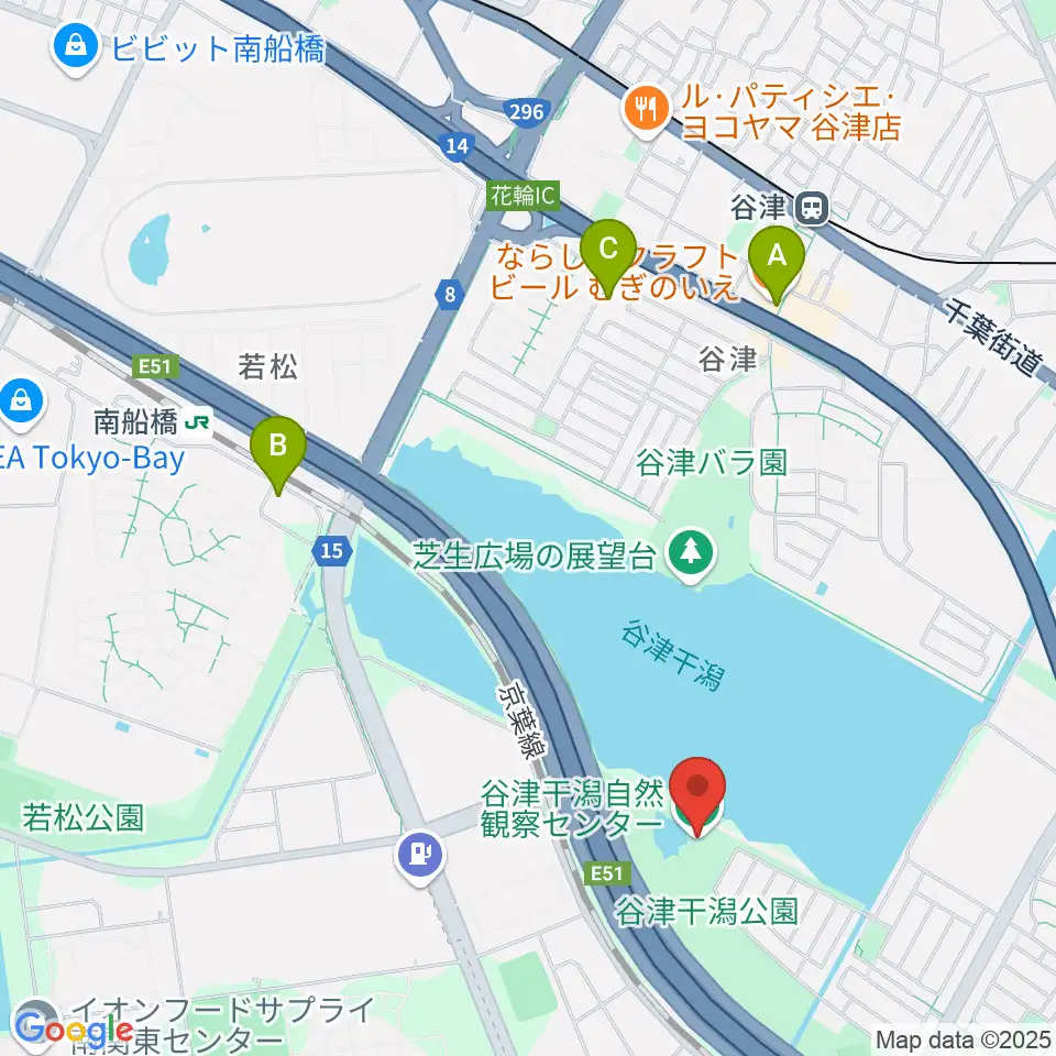 谷津干潟自然観察センター周辺のカフェ一覧地図