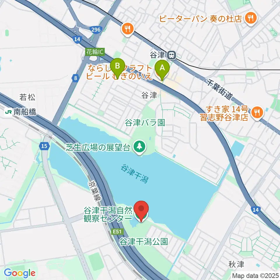 谷津干潟自然観察センター周辺のカフェ一覧地図