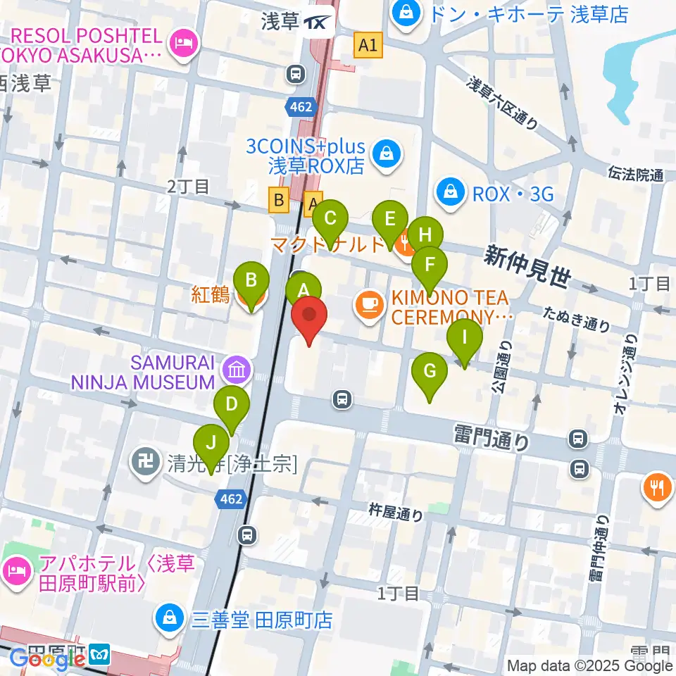 CREAM LIVE ASAKUSA周辺のカフェ一覧地図