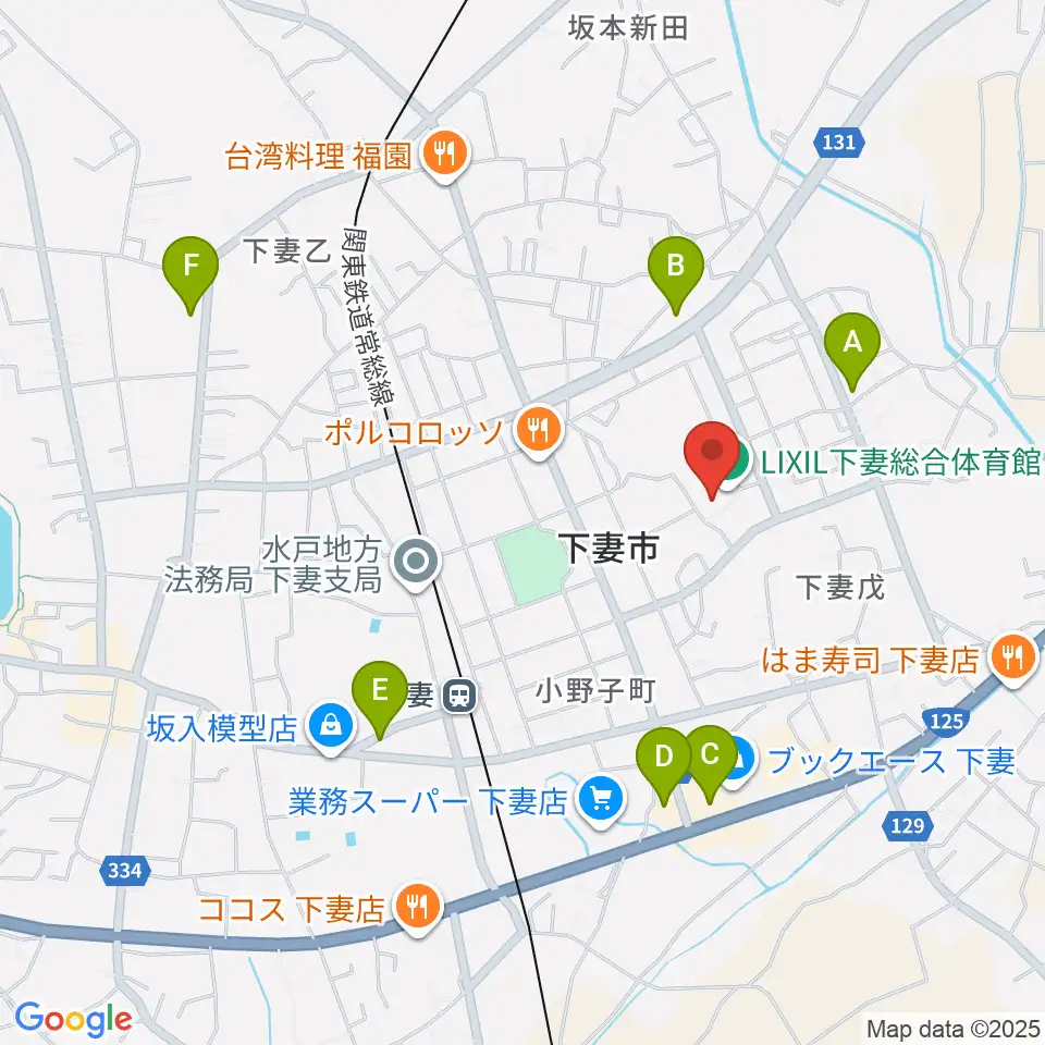 LIXIL下妻総合体育館周辺のカフェ一覧地図