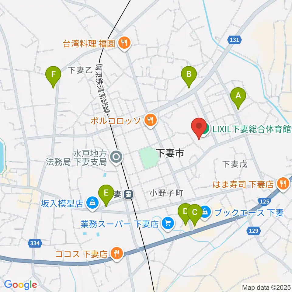 LIXIL下妻総合体育館周辺のカフェ一覧地図